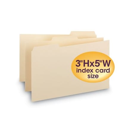 Smead, MANILA CARD GUIDES, 1/3-CUT TOP TAB, BLANK, 3 X 5, MANILA, 100PK